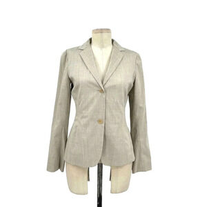 Jil Sander Cream Greige Wool Blend Two-Button Suiting Blazer‎ Size 34 / US 2